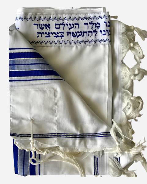Luxury silver and blue tallit